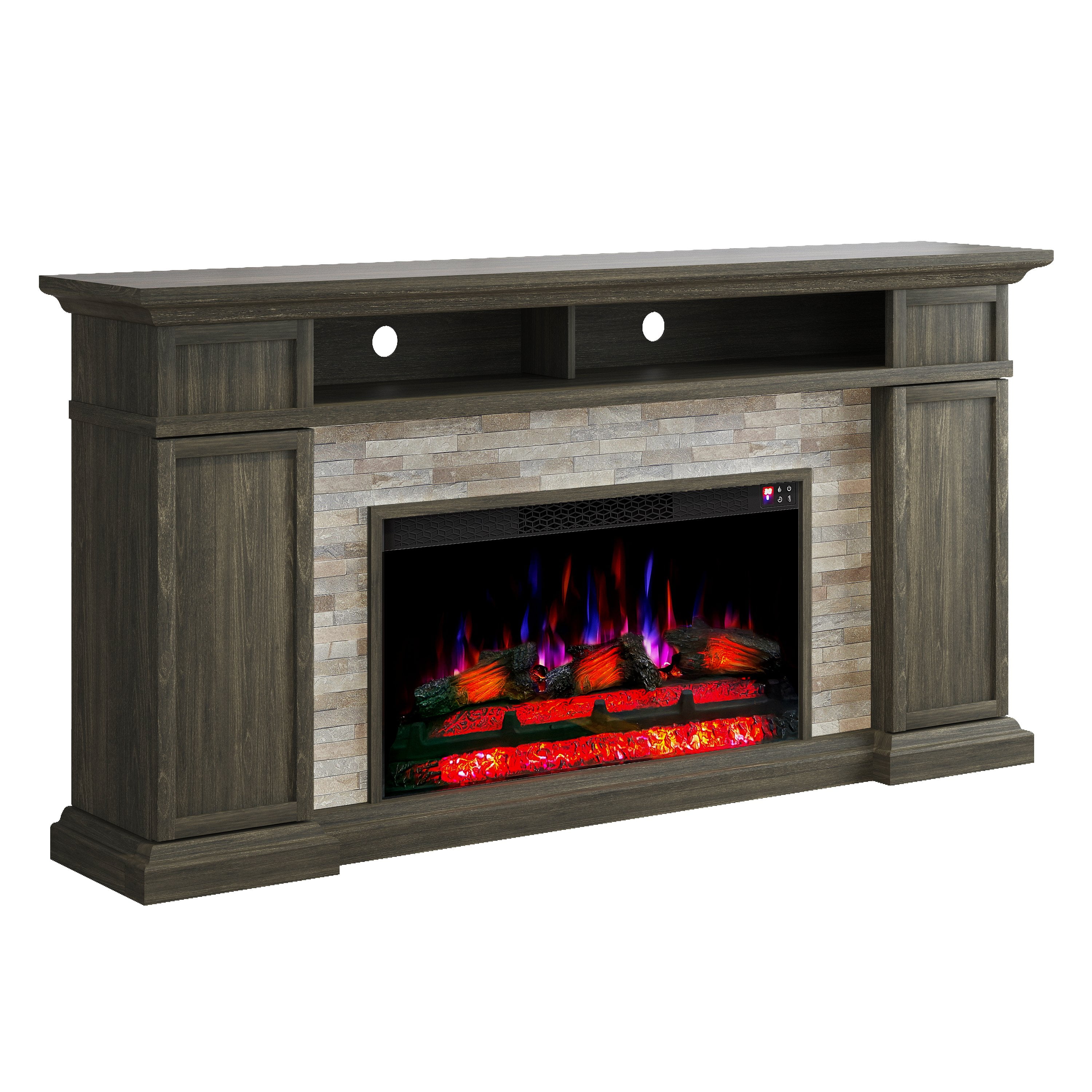 FESTIVO 70" Extra-Wide Freestanding Electric Fireplace - Dark Brown(Dark Brown)