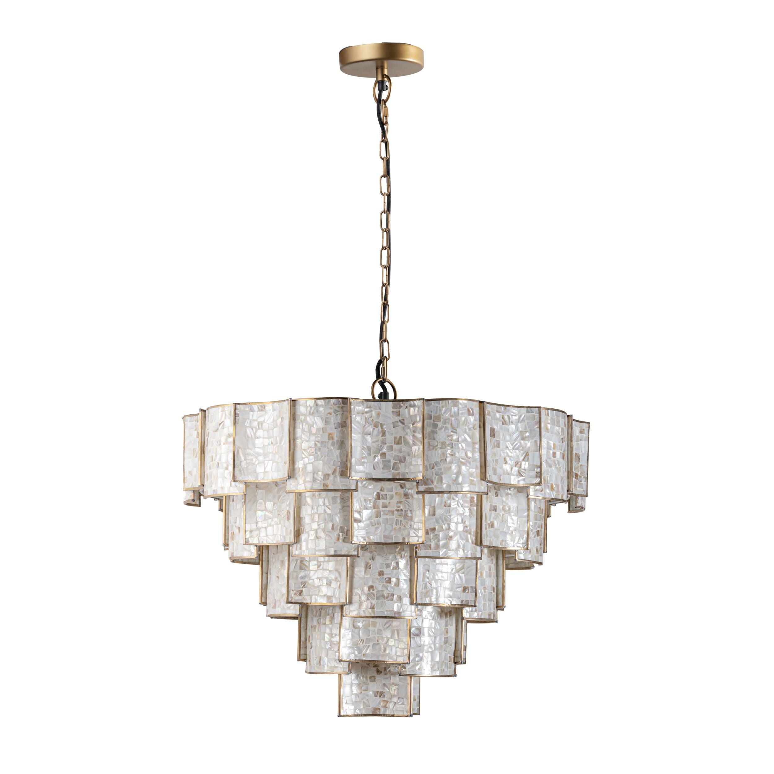 Seafoam 5 Tier Mother of Pearl Chandelier 77x65cm