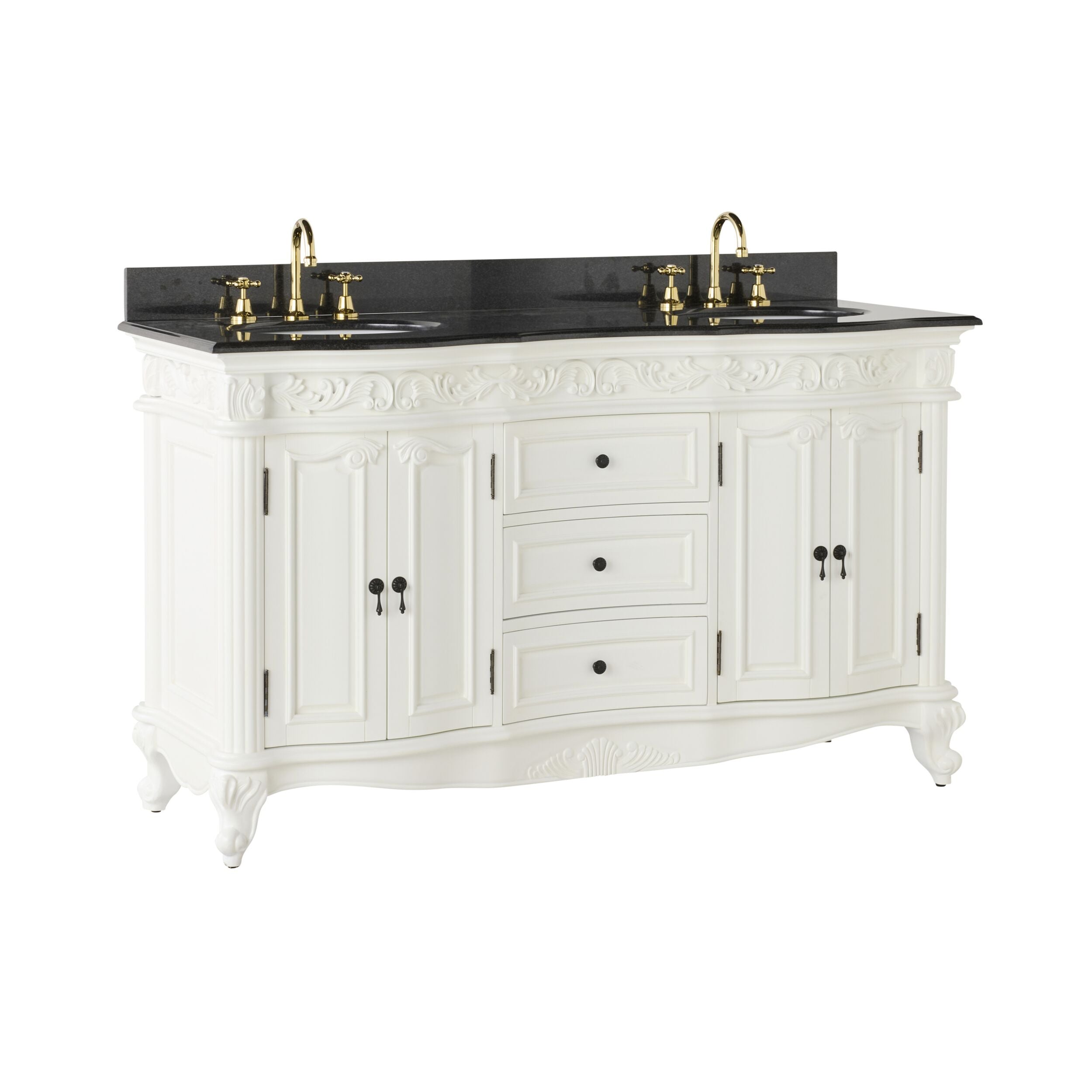 Rosette Granite Top Double Vanity White 1550mm