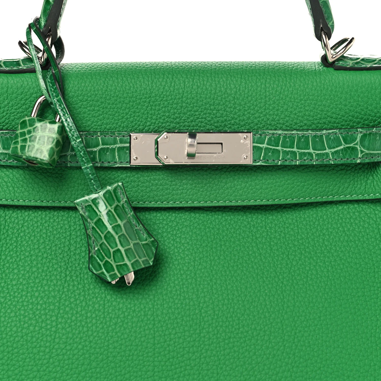 Togo Shiny Niloticus Crocodile Kelly Retourne Touch 28 Bambou