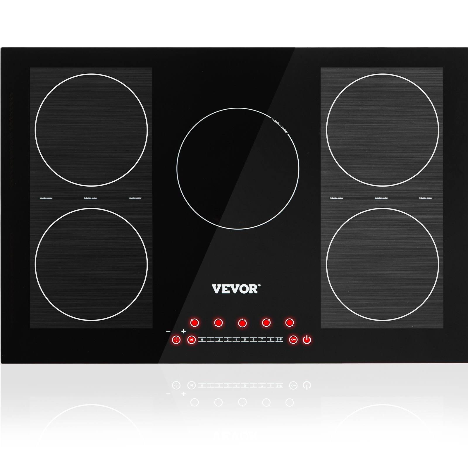 VEVOR Built-In Induction Electric Stove Top 30 inch,5 Burners Electric Cooktop,9 Power Levels & Sensor Touch Control,Easy to Clean Ceramic Glass