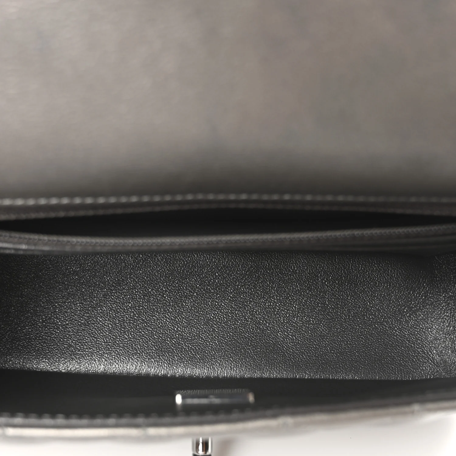 Metallic Lambskin Quilted Mini Rectangular Flap  Dark Grey