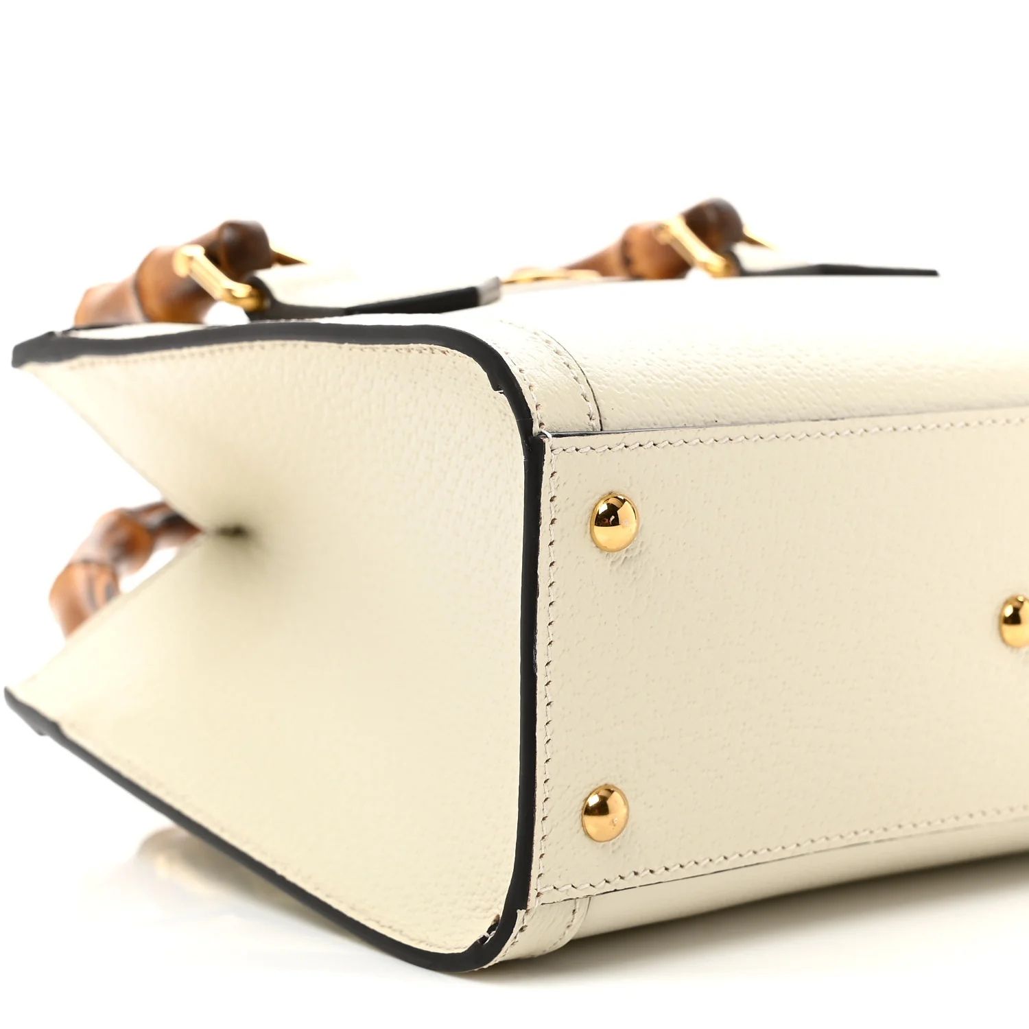 Textured Calfskin Web Mini Diana Tote Bag Mystic White