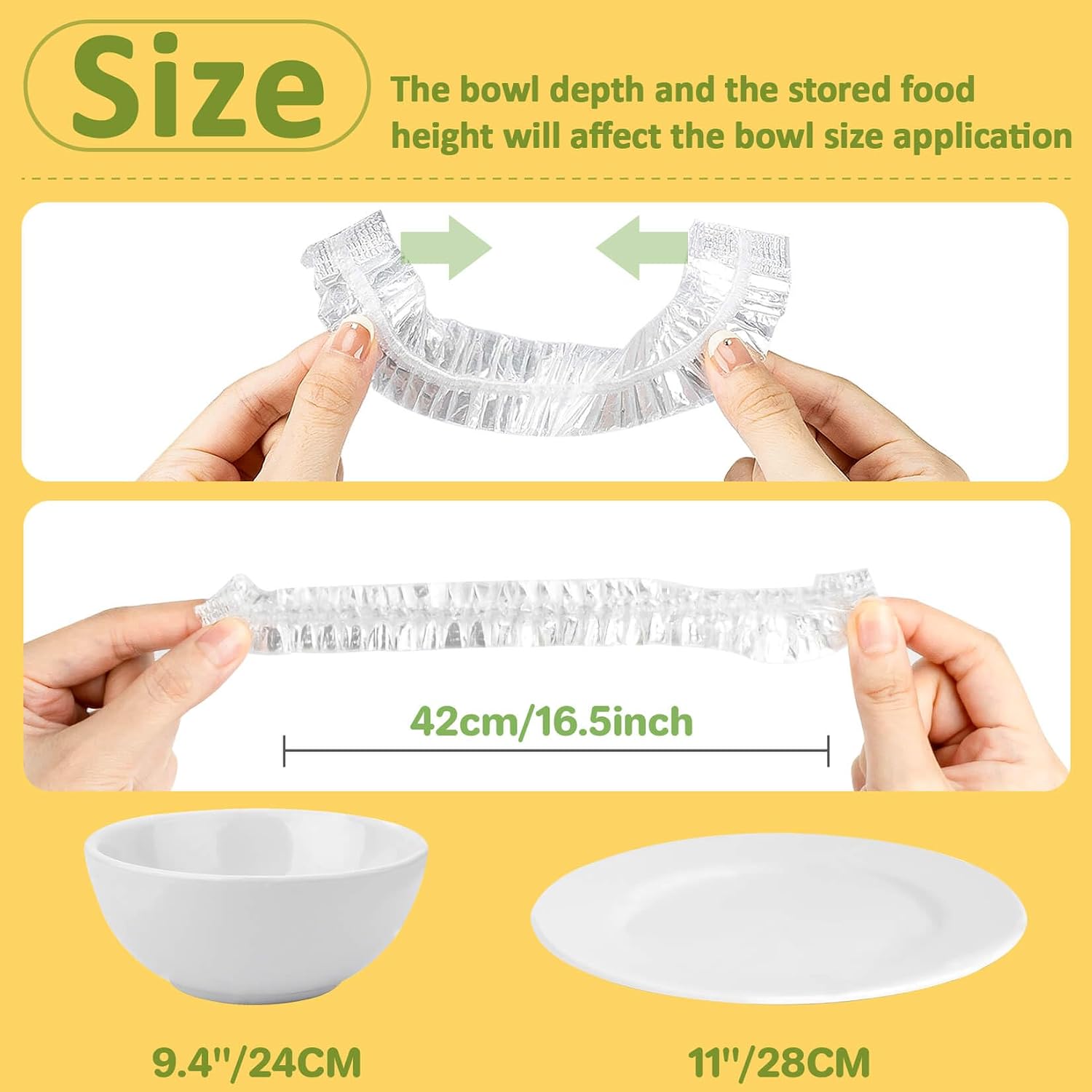 MAQIHAN 100 Bowl Covers for Bread Proofing - Medium Plastic Wrap for Food