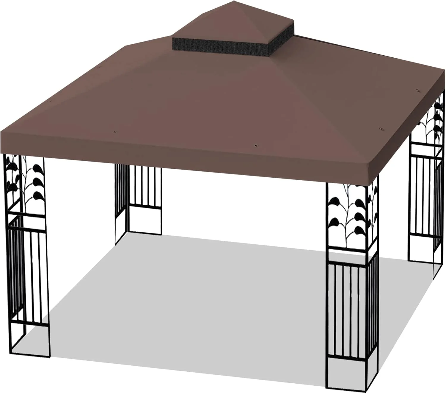 10x10 Ft Gazebo Canopy Replacement Cover, Double Tiered Gazebo Replacement Top (Coffee)(Coffee) - Image 8