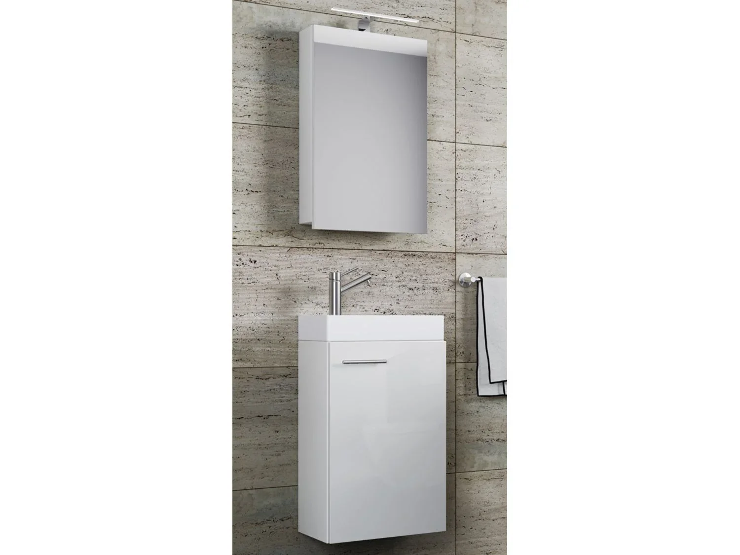 VCM Set d'armoire  glace ou miroir et meuble sous vasque avec lavabo Slito, pour salle de bain