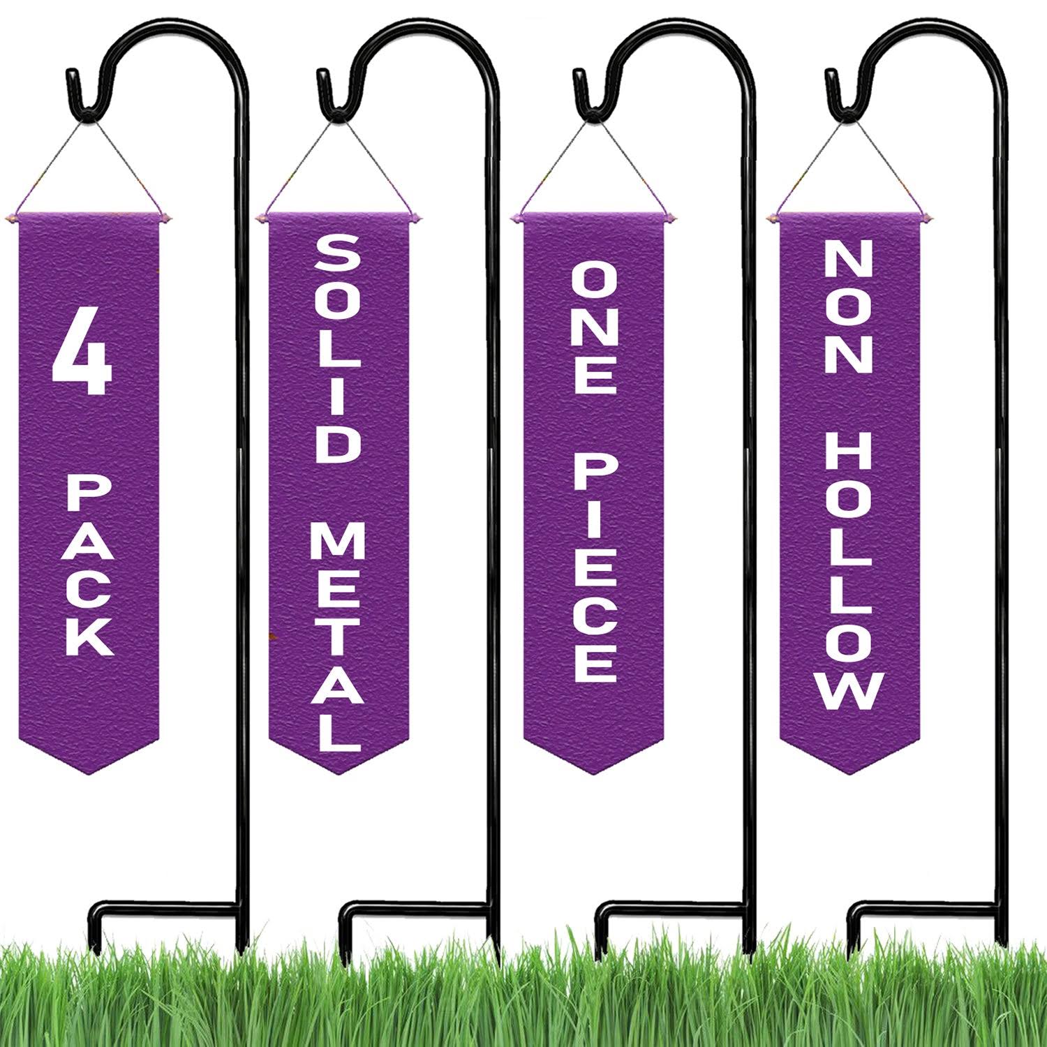 Ashman Shepherd Hook 48 in. (4 Pack), Rust Resistant Steel Hook Ideal for Weddings, Hanging Plant Baskets, Lanterns, Feeders