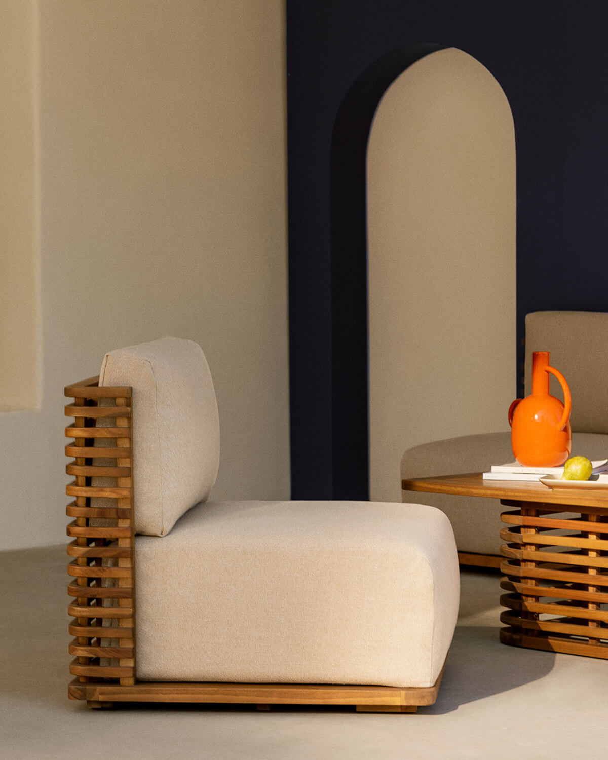 Hazan - Sillón de Jardín de Madera de Acacia con Cojines de Tela Hazan