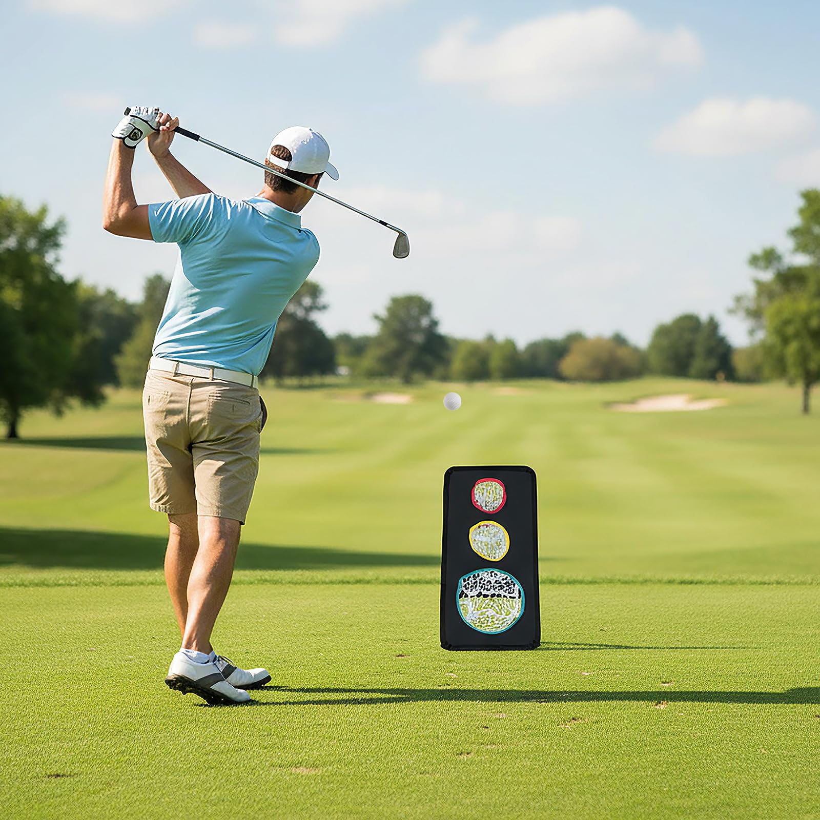 Tangkula Dual-Sided Golf Chipping Net Triple Target Training System with 5 Holes
