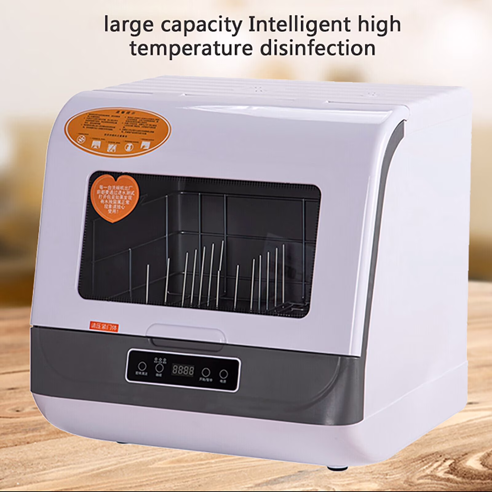 110V 800W Countertop Dishwasher Stainless Steel,3 Wash Modes + Fruit Wash,Touch Control,Space-Saving,Ideal for Small Kitchens RVs
