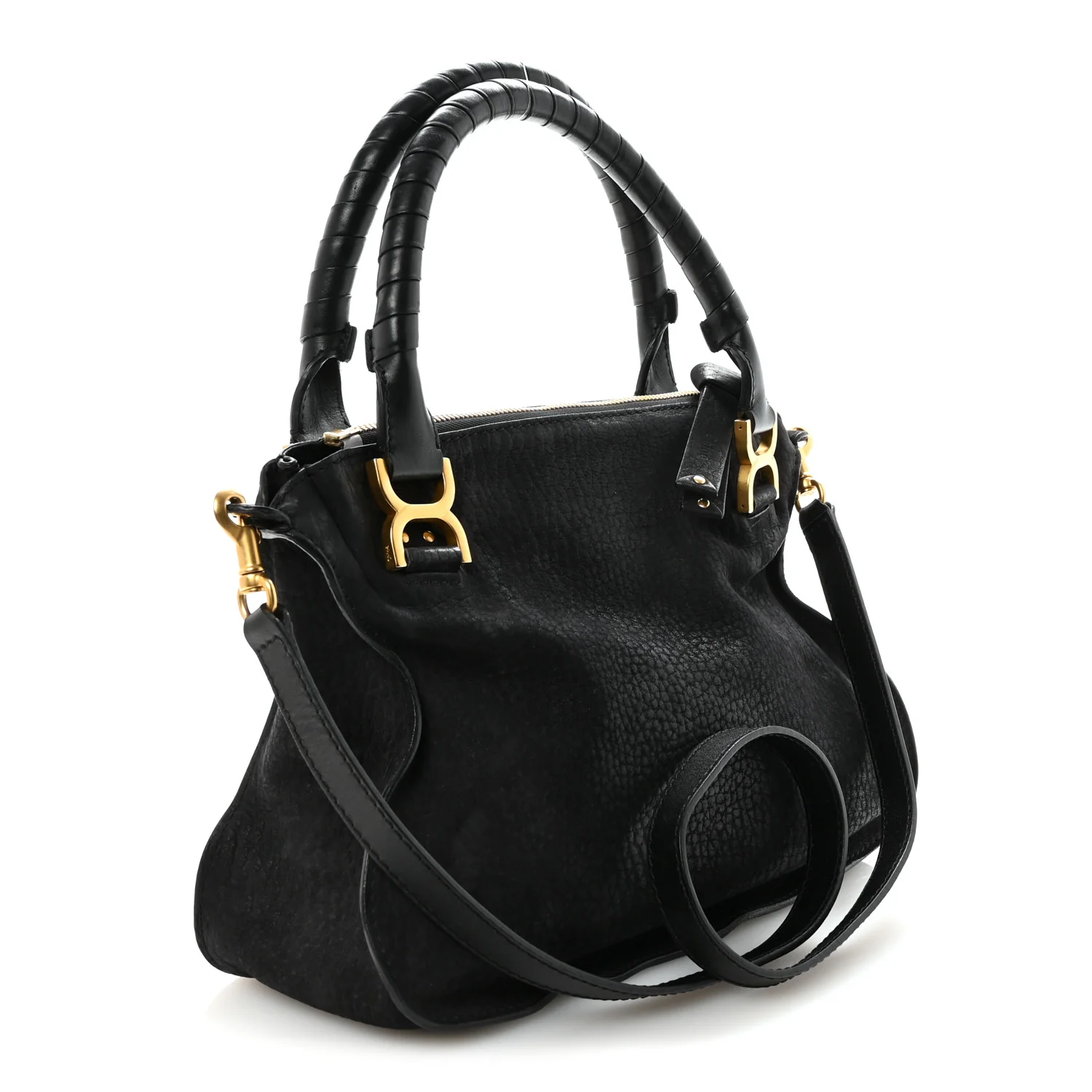 Nubuck Calfskin Medium Marcie Satchel Black
