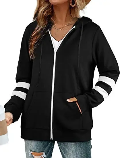 Sophie Paris I Sweat à Capuche Zippé avec Bandes Contrastantes