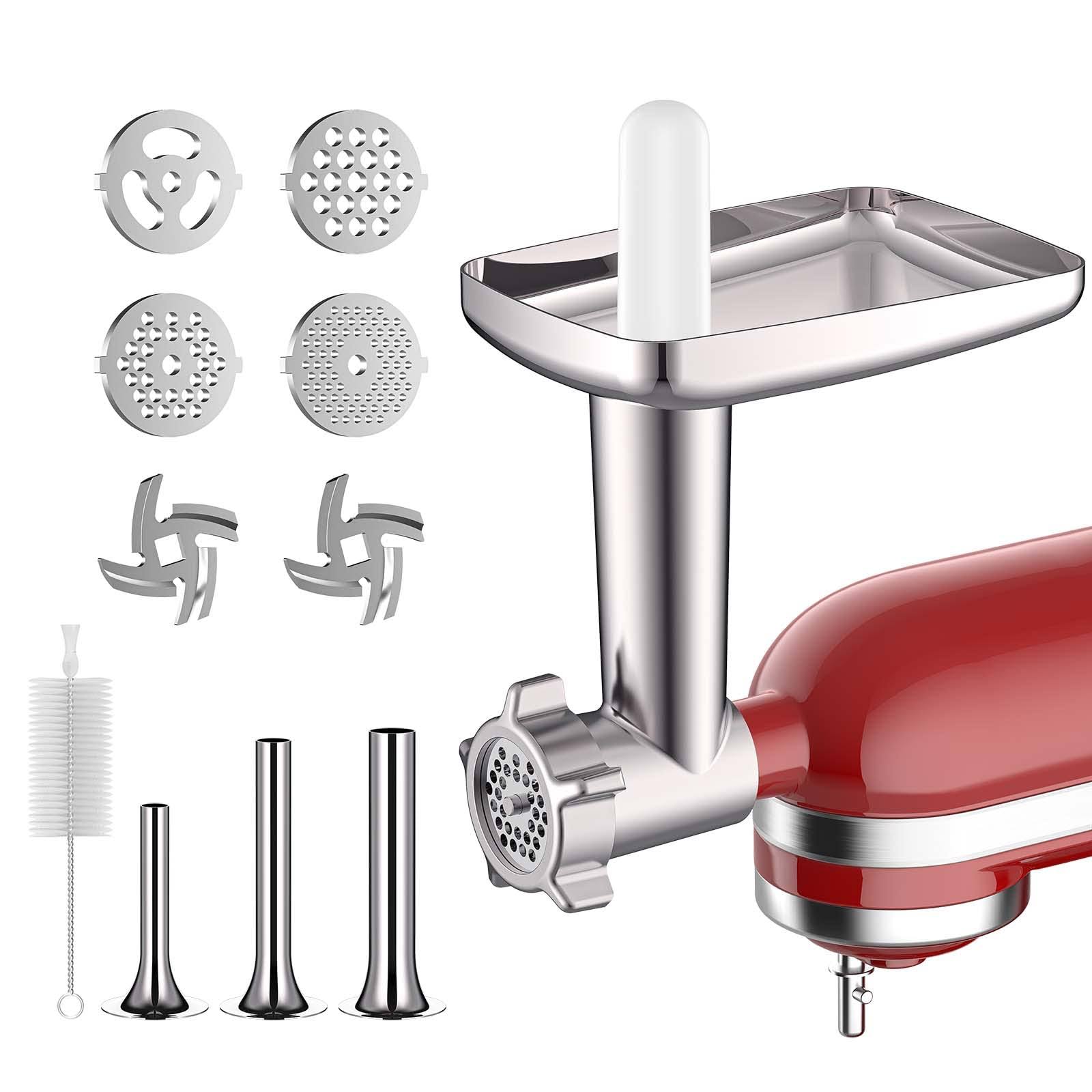Meat Grinder KitchenAid Metal Meat Grinder Attachment for KitchenAid Stand Mixer Includes 4 Grinding Plates 3 Sausage Stuffer Tubes 2 Grinding Blades