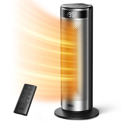 DREO 1500W Solaris Plus 20" Portable Oscillating Ceramic Space Heater for Home with Remote and Thermostat 12H Timer Silver