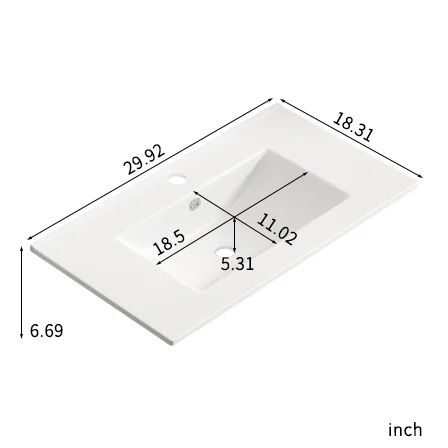 24-Inch Bathroom Vanity Top with Integrated Sink, White Porcelain Ceramic Vanity Sink Top with Oval Basin for a Clean, Modern Bathroom(White) - Image 10