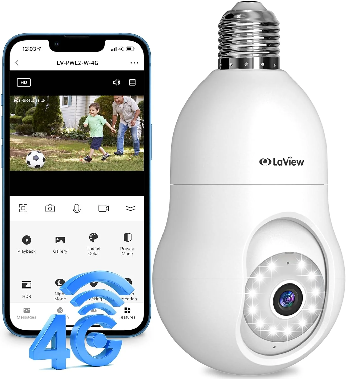 4MP Light Bulb Camera，White，10PK
