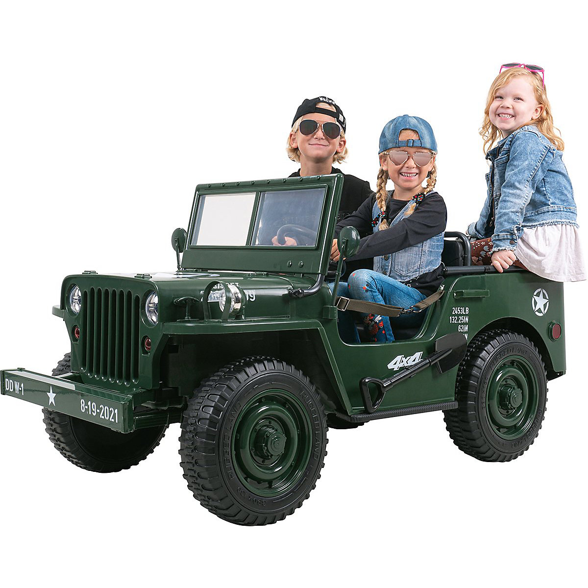Kinder Elektroauto Jeep Willys - 4x45 Watt - Kinderauto mit Fernbedienung - Soundmodul vert
