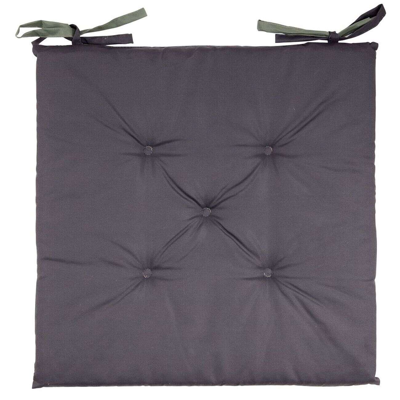 Galette de chaise de jardin réversible uni gris biface vert