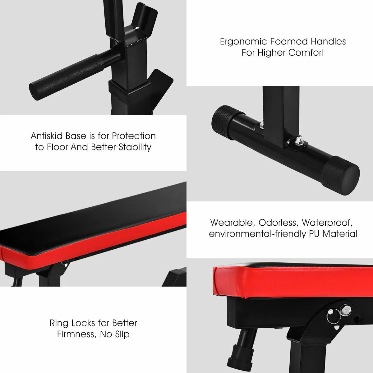 SUGIFT Adjustable Weight Bench with 330 lb. Black/Red