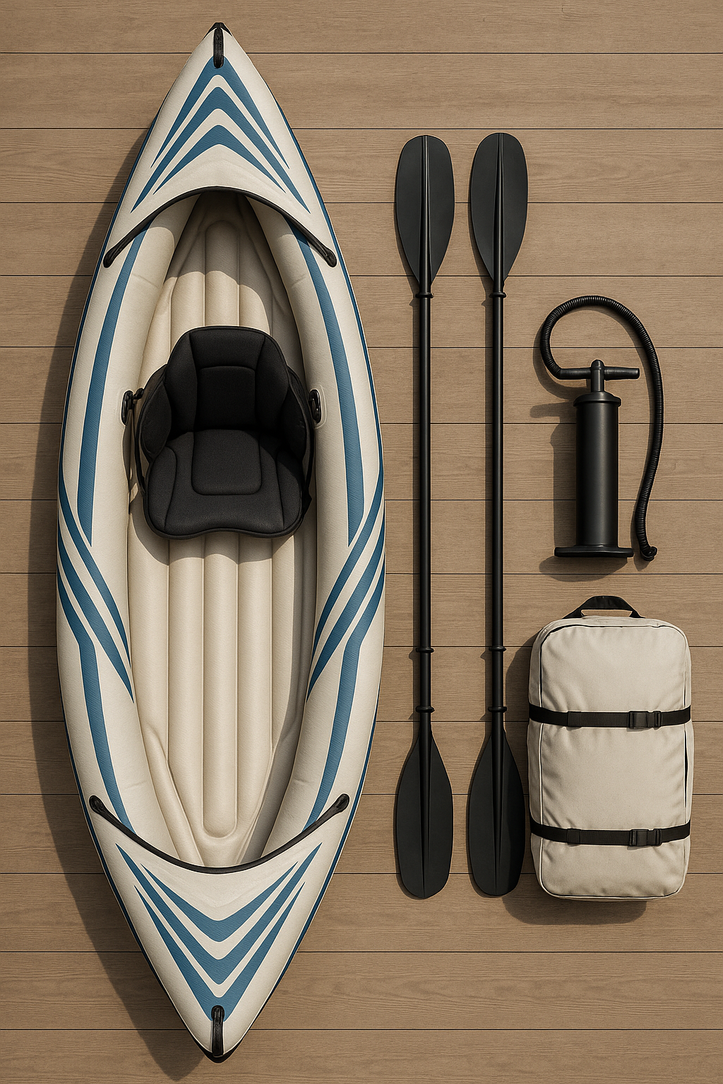 Enkelt oppustelig kajak med samlefunktion beige/bl PVC s-flod 295x76x37cm hHUVLXT495dY