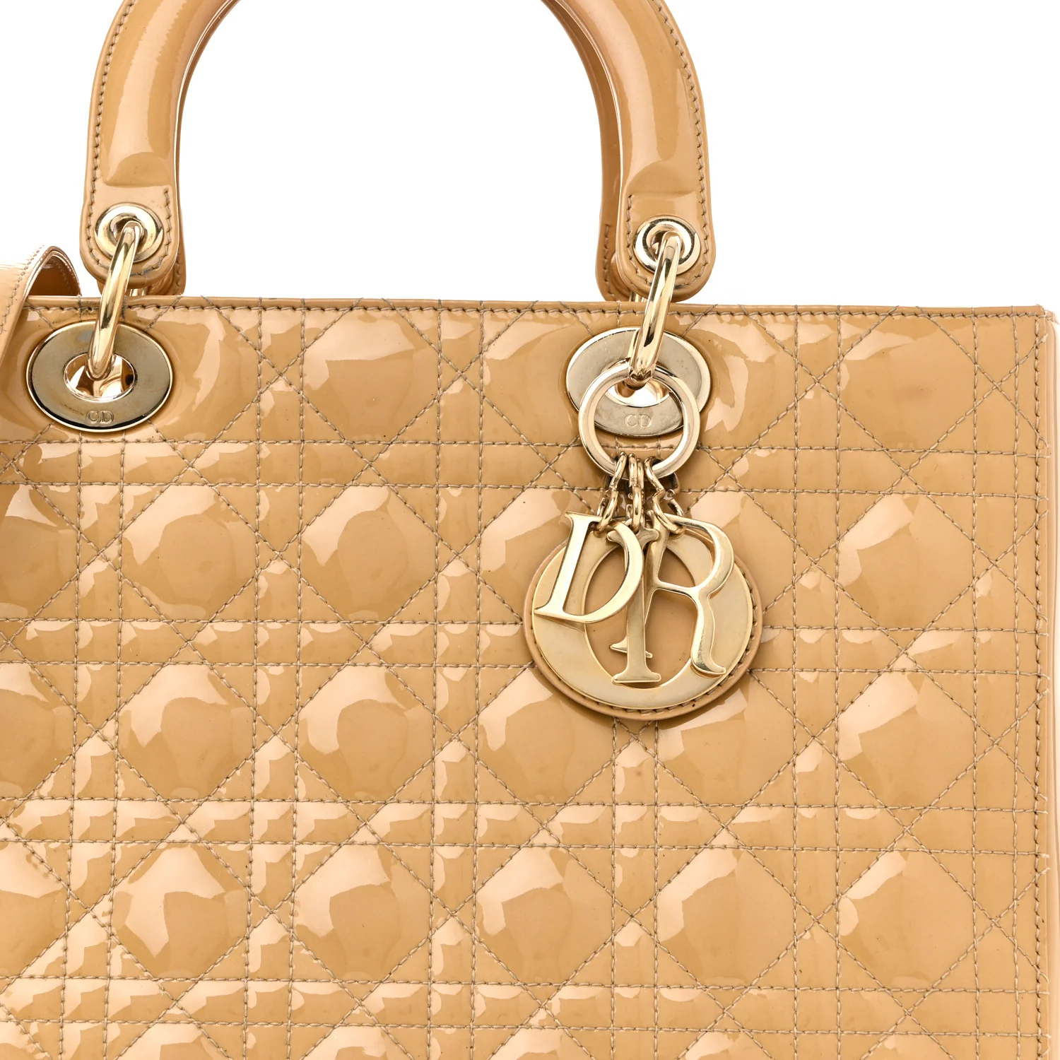 Patent Cannage Large Lady Dior Dark Beige