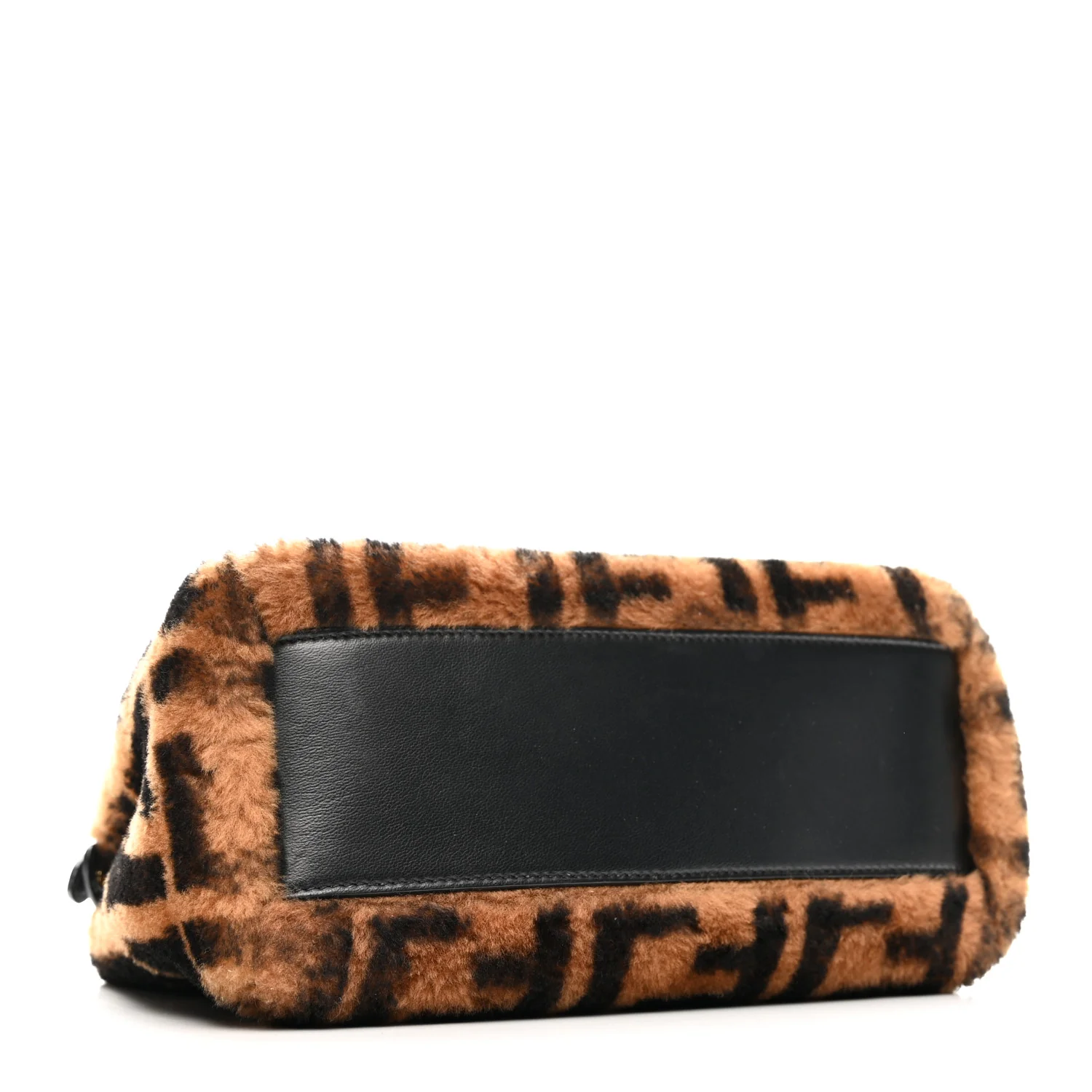Shearling Nappa Macro FF 1974 Mini Peekaboo Iconic Satchel Tobacco Black