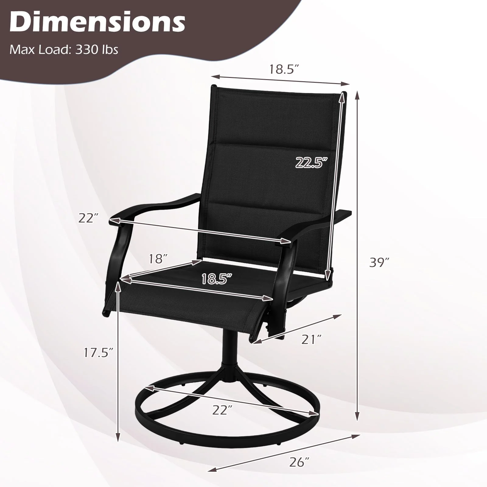 Tangkula Padded Patio Swivel Chairs Set of 4/2 Heavy Duty Metal Frame Rocker Chair