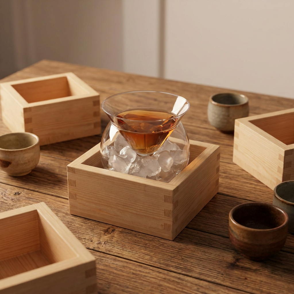Portable Wooden Picnic Cup Holder, Lightweight Square Serving Box for Outdoor Sake and Snacks