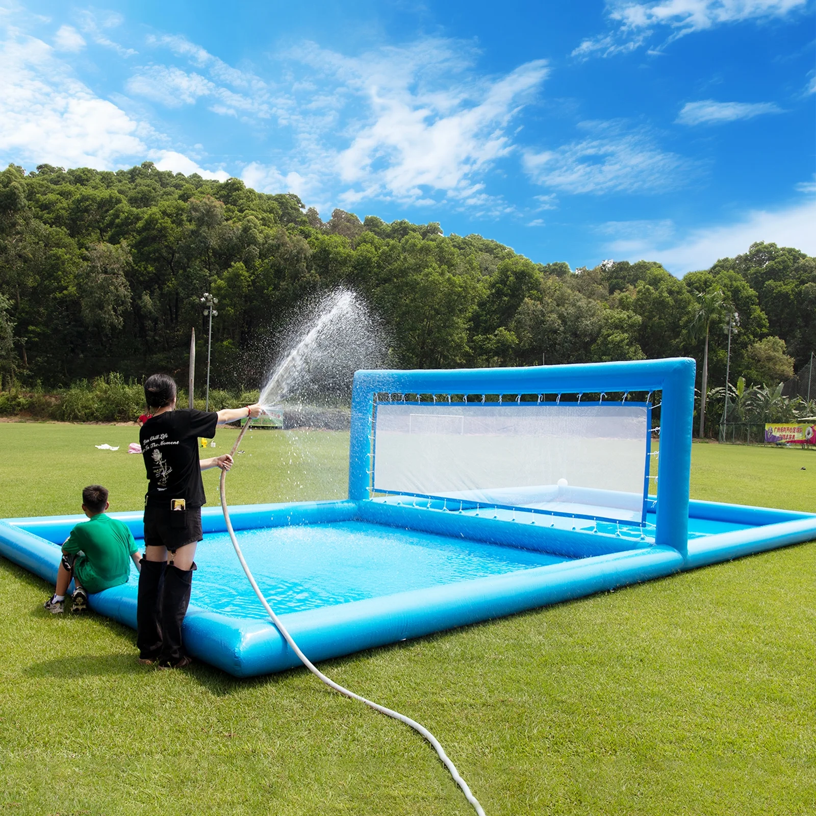 33FT Inflatable Volleyball Court, 2 in 1 Volleyball Pool Football Court Water Soccer Field with 800W Blower for Beach Backyard Outdoor Summer Party,33ft(L) x 16.5ft(W) x 7ft(H) - Image 4