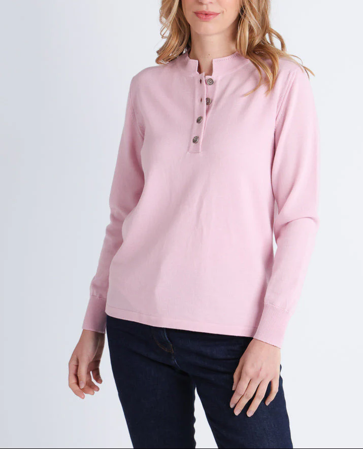 Pull femme col montant en laine mérinos Rose léger