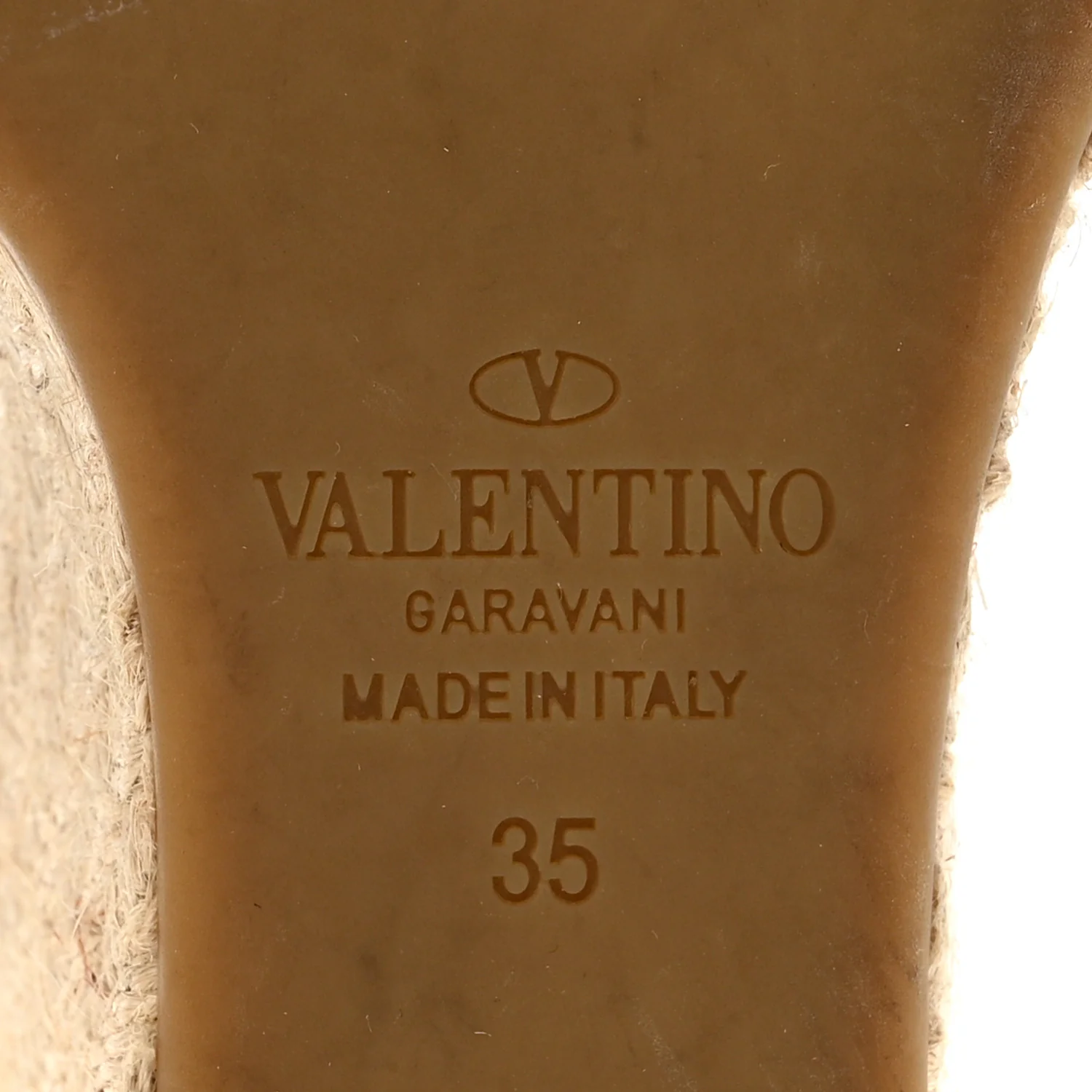 Grained Calfskin Rockstud Ankle Strap Espadrille 15/105mm Wedge Sandals 35 Rose Quartz Natural