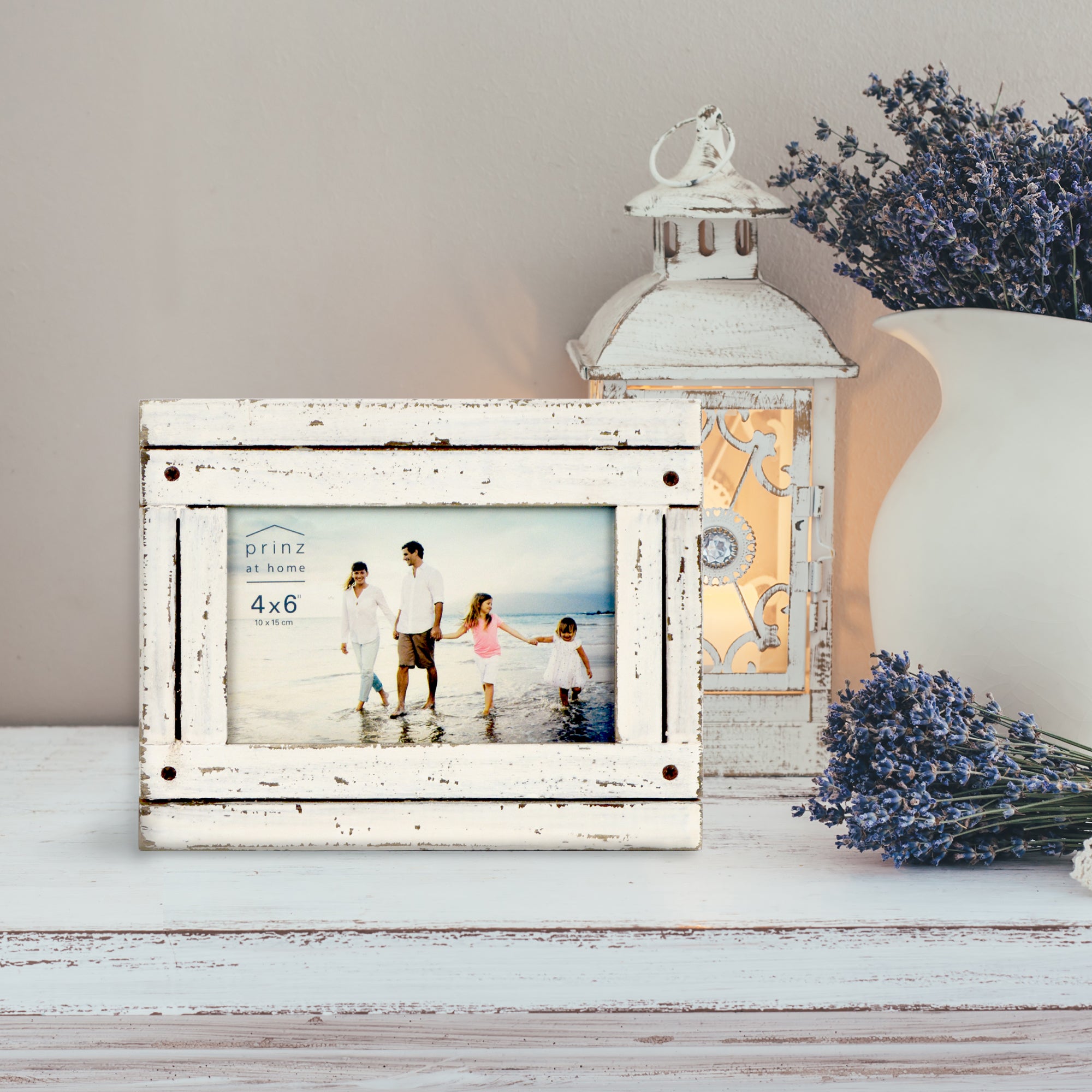 Homestead 4-inch x 6-inch Distressed Wood Picture Frame, White