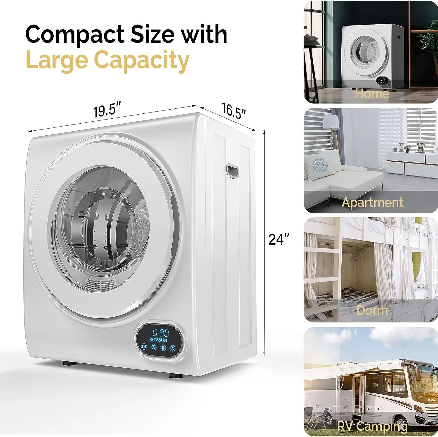 Portable Clothes Dryer 10 lbs 110V White Electric Dryer Tumble - Image 7