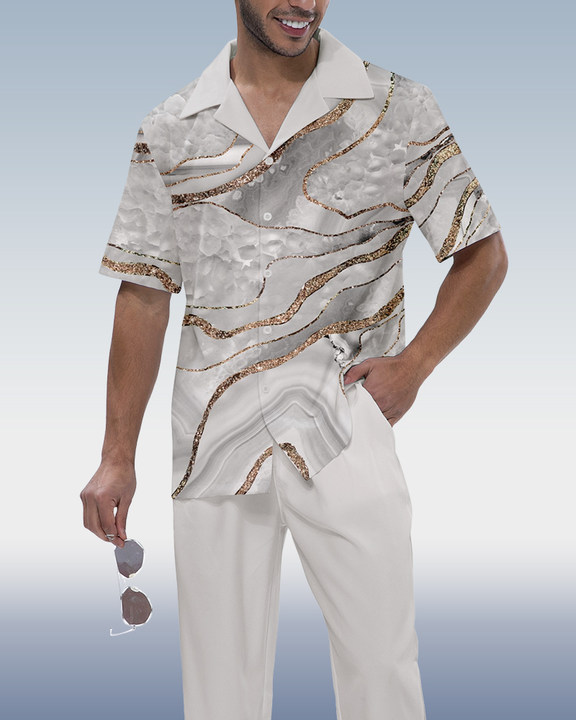 Ensemble de marche Suitmens pour homme, chemise à manches courtes imprimée ombrée, 4 couleurs, 370