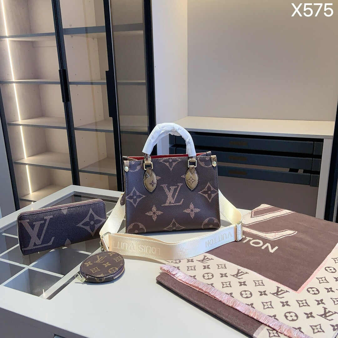 【ルイ・ヴィトン】★オン・ザ・ゴーPMトートバッグ｜3点セット新作羊毛カシミアスカーフ