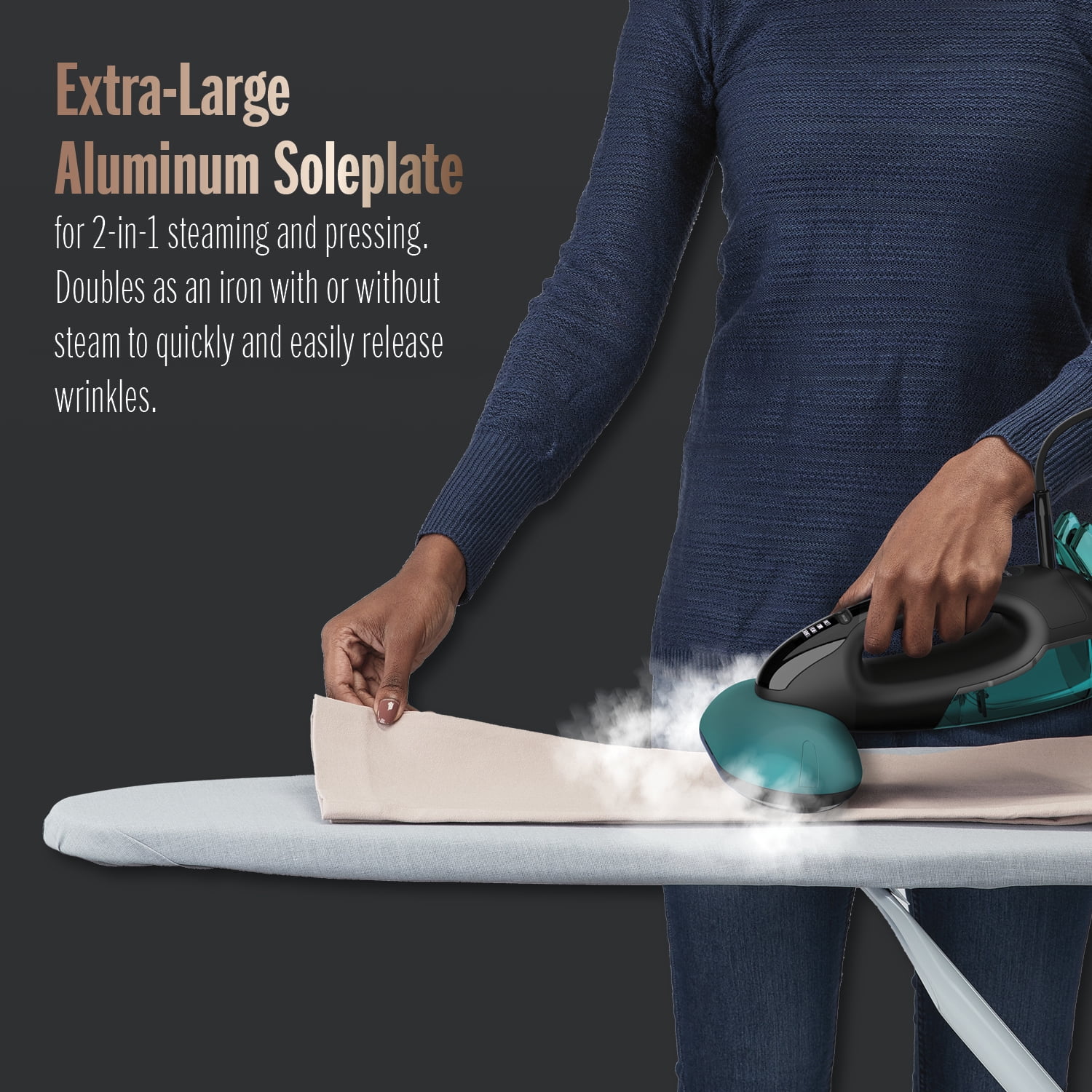 Turbo ExtremeSteam 1875 Watt Handheld Fabric, 2-in-1 Steam and Iron Garment Steamer, One Size, Black/Green GS107 - Image 5