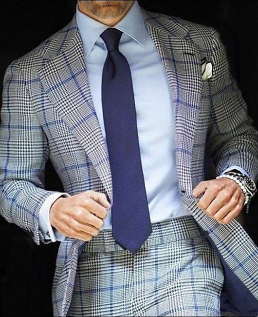 Blazer à carreaux, revers cranté et poches boutonnées