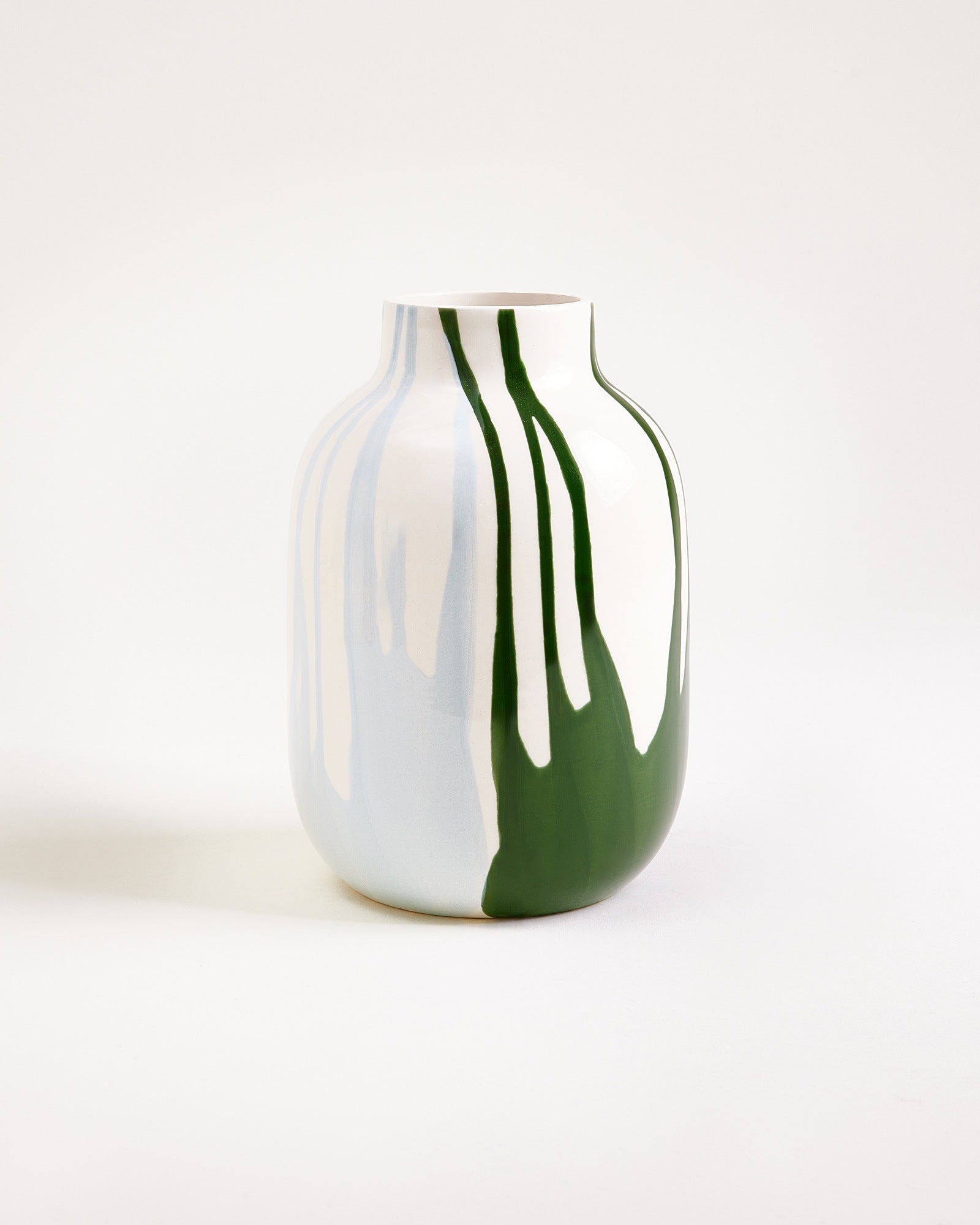 NUNO VASE M - DARK GREEN LIGHT BLUE DRIP