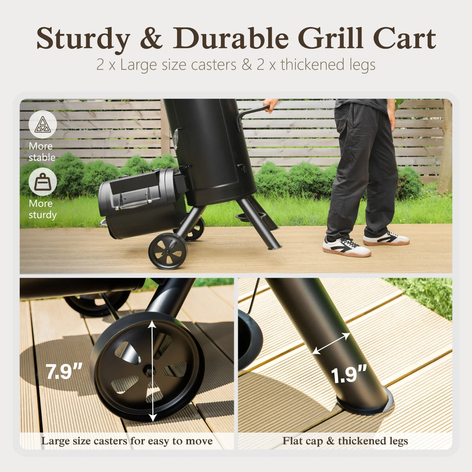 Vertical Offset Charcoal Smoker Grill Extra Large Outdoor BBQ Gill Heavy-Duty - Image 10