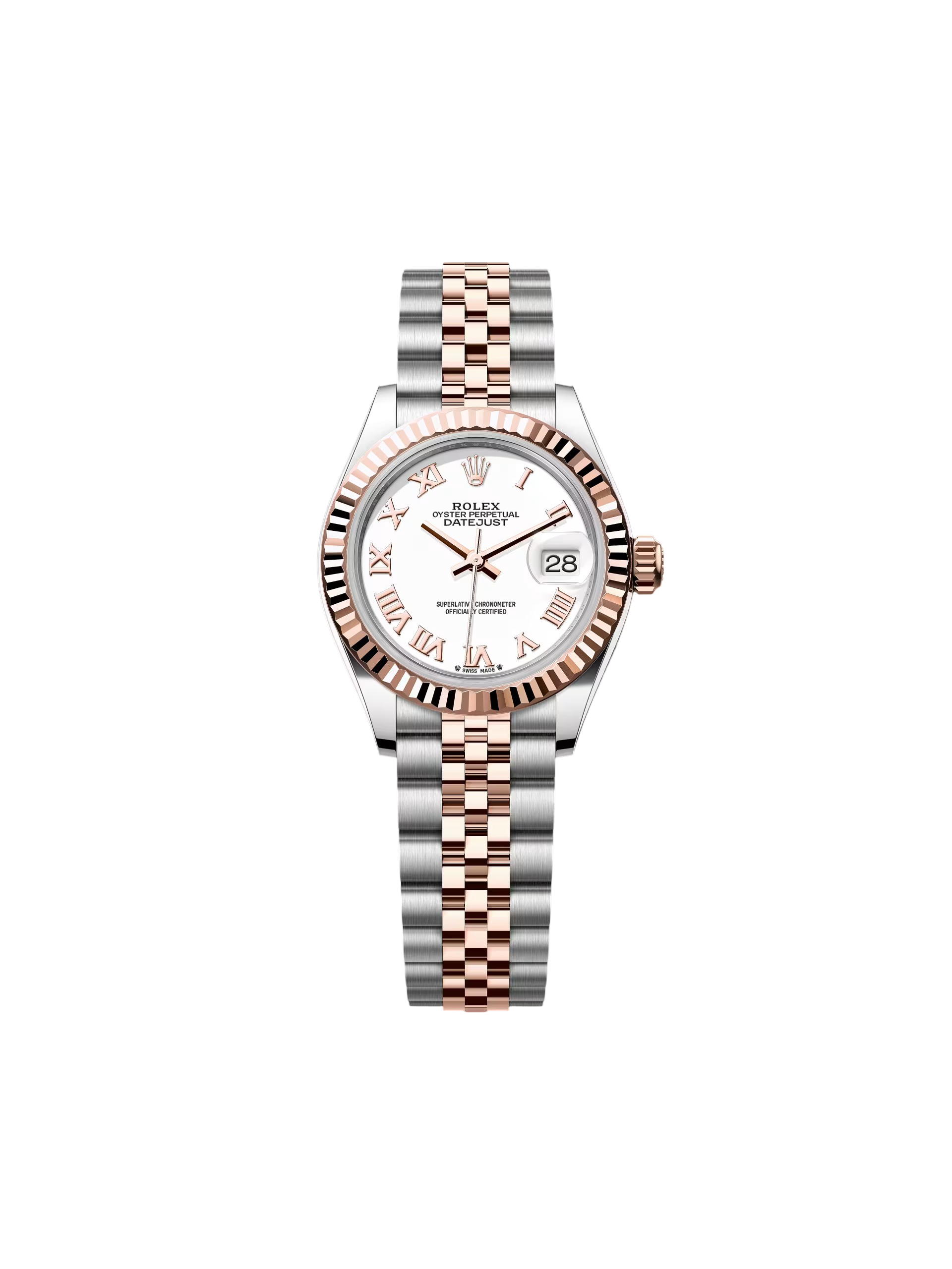 【Super Clone】RLX Lady-Datejust 28mm 279171 White Roman Oyster Stainless Steel and Rose Gold