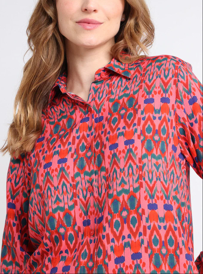 Chemise chaude femme viscose rouge rose