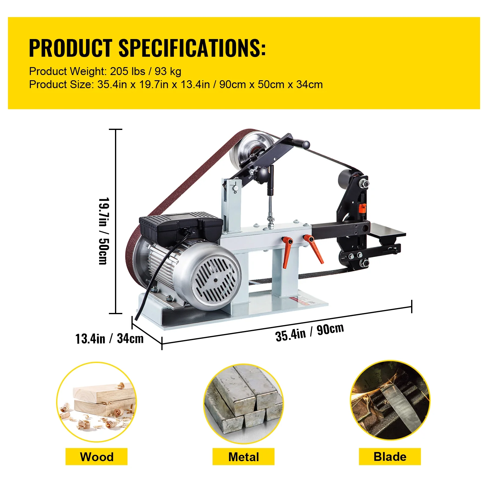 2" x 82" Belt Grinder, 2HP 1500W, Versatile 3 in 1 Constant Speed Sander, 110V Bench Sander with 12" Wheel, Flat Platen Tool Rest, Ideal for Knife Crafting Image 9