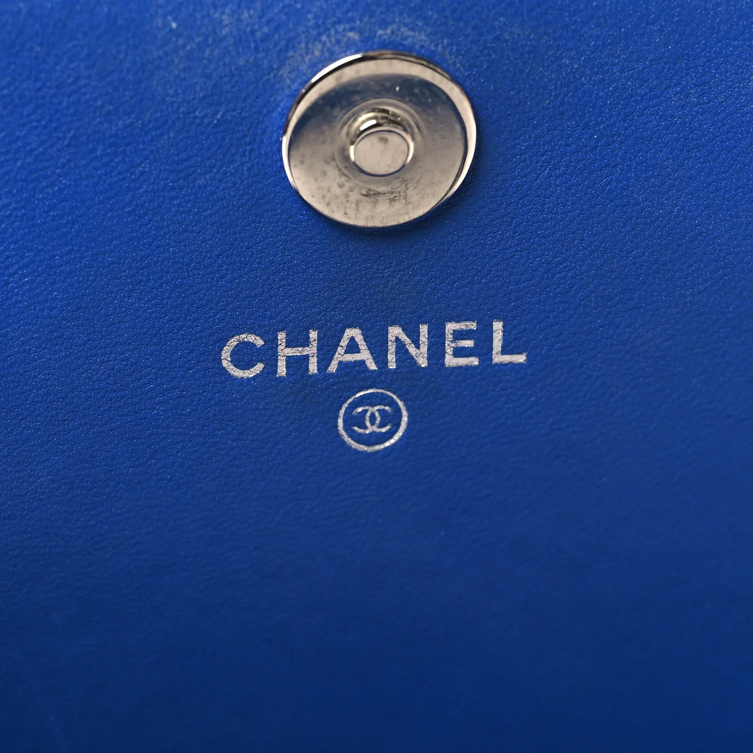 Lambskin Quilted Square Wallet On Chain WOC Blue