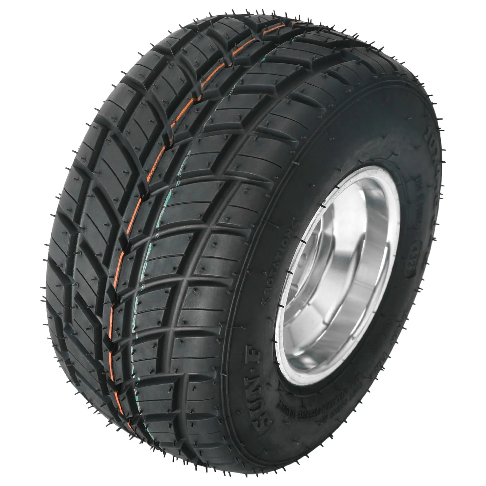Set 4 Go Kart Tires and Rims, 10x4.50 - 5 Front Tubeless Tires Rims, 11x7.10 - 5 Rear Tires Rims, Go Cart Wheels and Tires Fit Bolt Pattern 58 Mm with 3 Holes Drift Trike, Buggy Lawn Mower