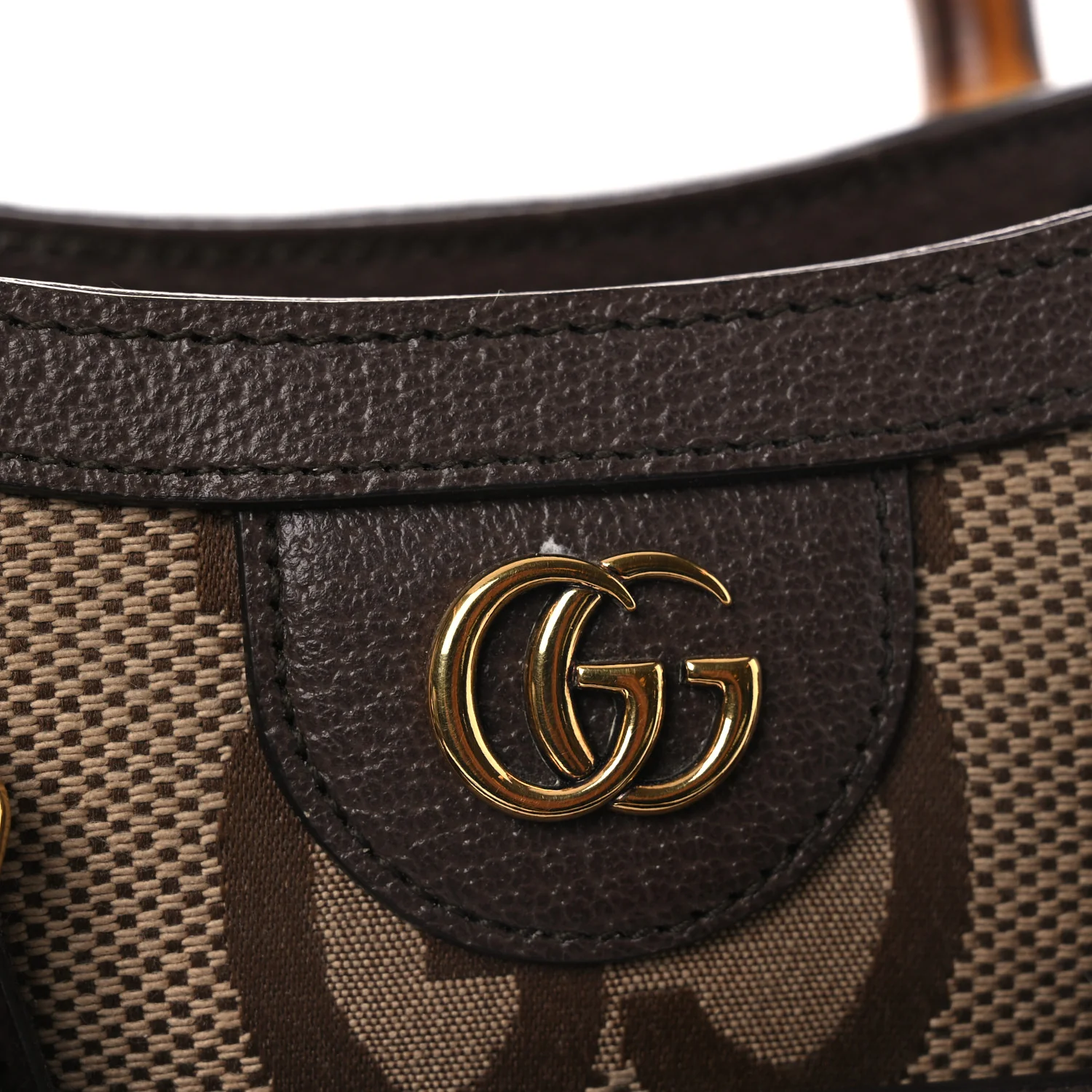 Monogram Jumbo GG Textured Dollar Calfskin Mini Diana Tote Bag Camel Ebony New Acero