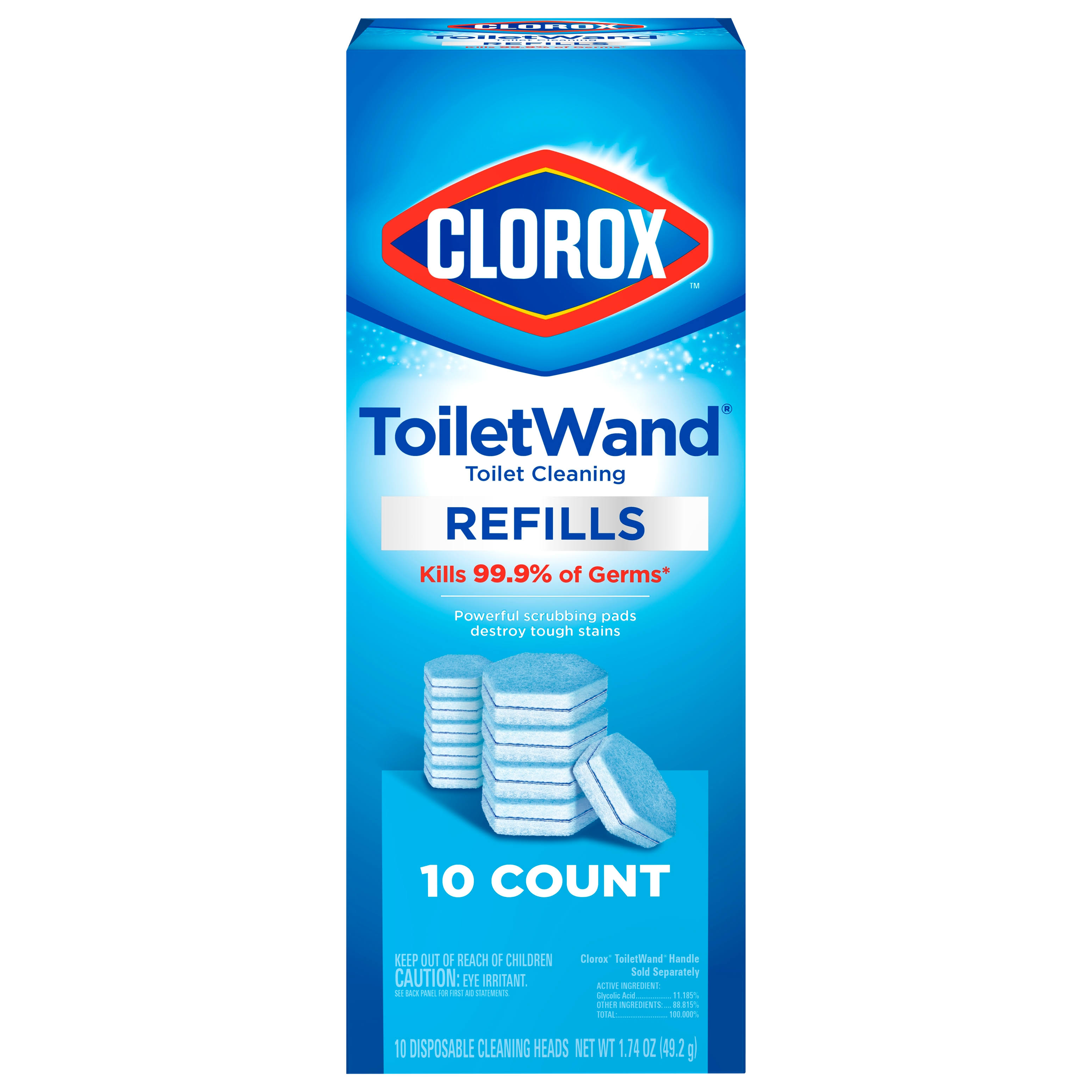 Clorox Toilet Wand Toilet Cleaning, Refills - 10 pads, 1.74 oz