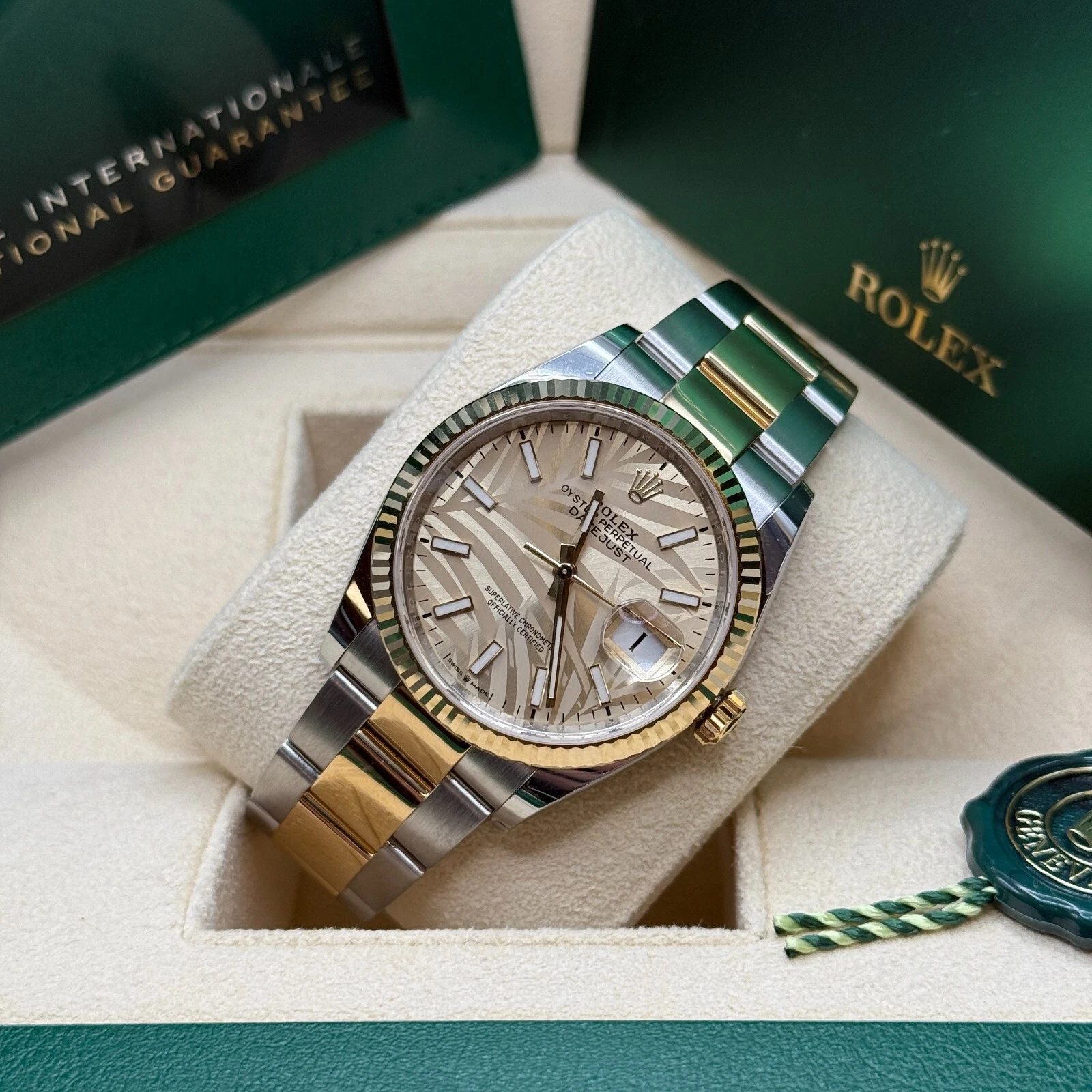 [Super Clone]RLX  Datejust 36mm 126233-0038 Golden Palm Motif 36mm Dial Oyster Bracelet Watch