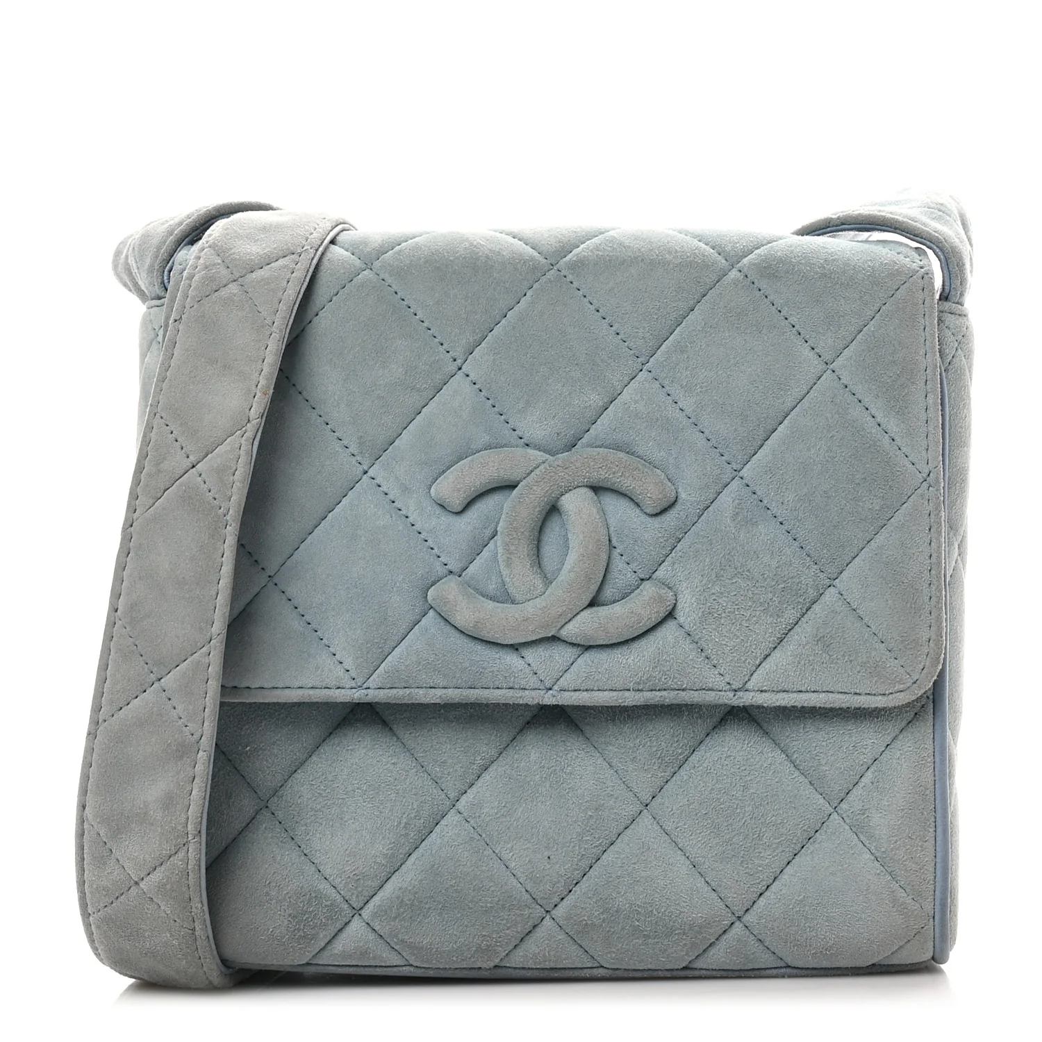 Suede Small Messenger Flap Light Blue