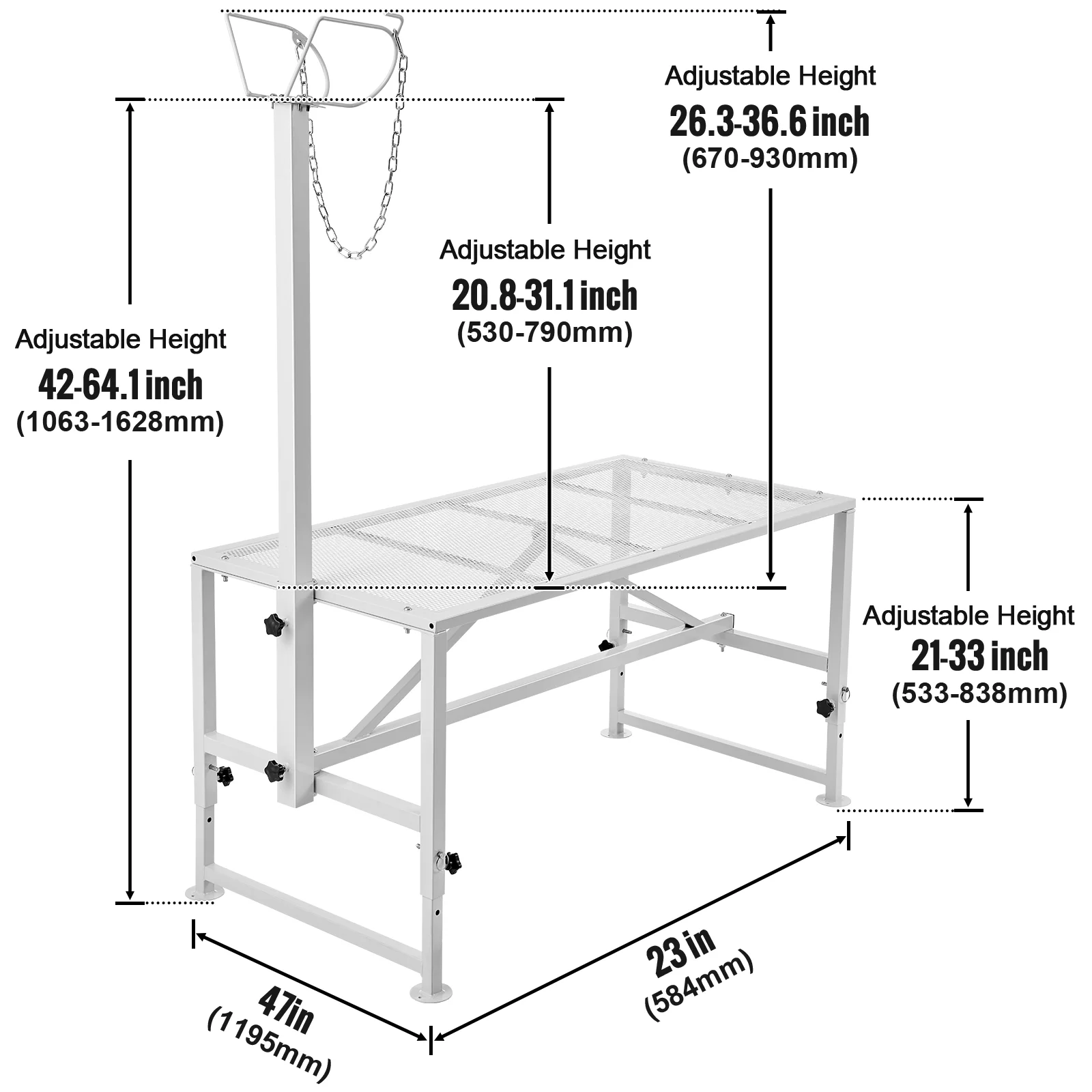 Livestock Stand for Goats and Sheep, 47x23 inch, Durable Metal Frame for Milking and Shearing, Height Adjustable from 21" to 33" - Image 5