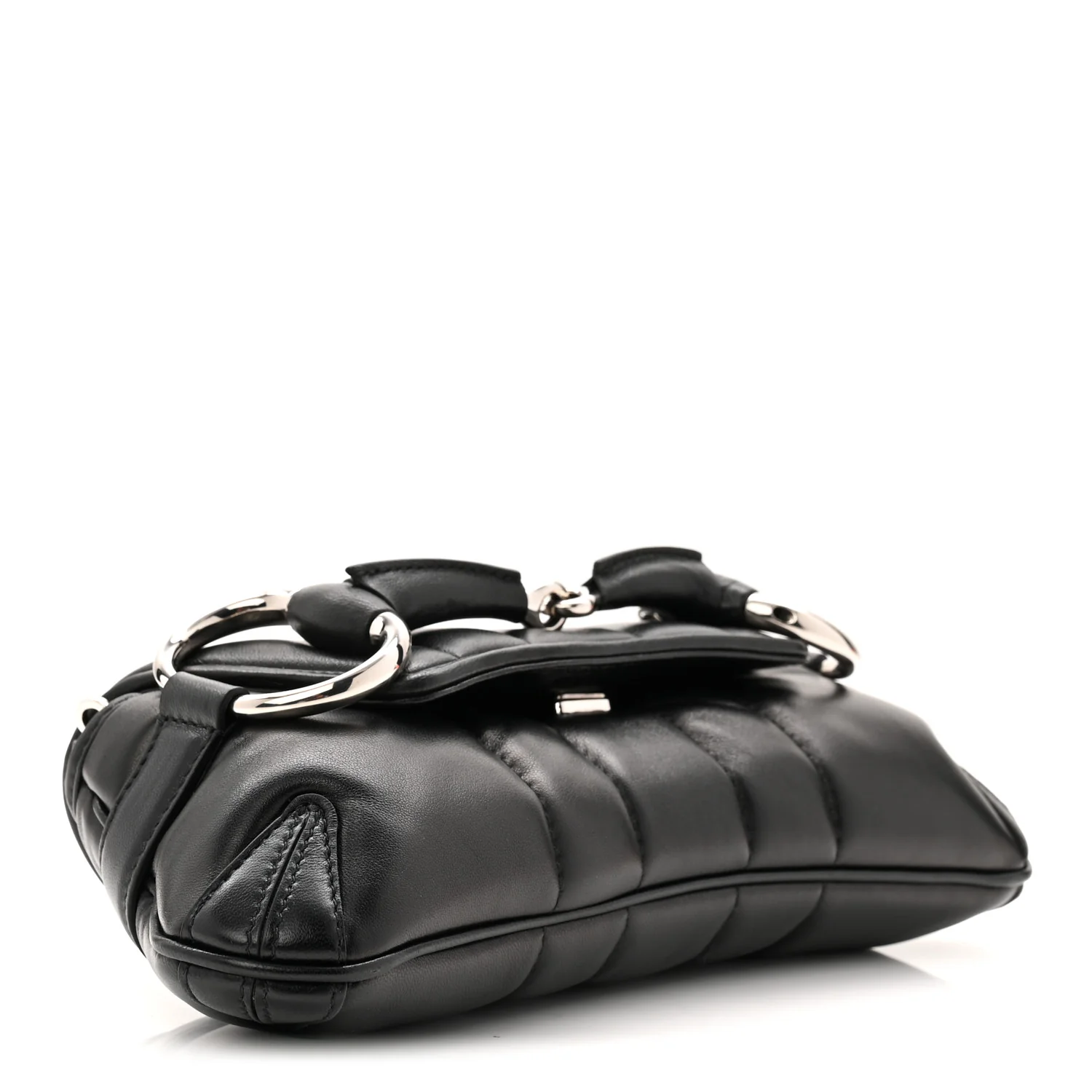 Nappa Vertical Matelasse Small Maxi Horsebit Chain Shoulder Bag Black
